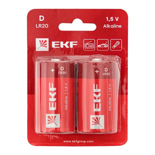 Алкалиновая батарейка D(LR20) блистер 2шт. EKF