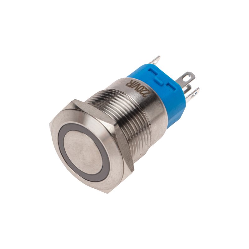 Кнопка антивандальная Ø19 250В Фикс (5с) ON-OFF/OFF-ON подсв/красная REXANT 36-3440