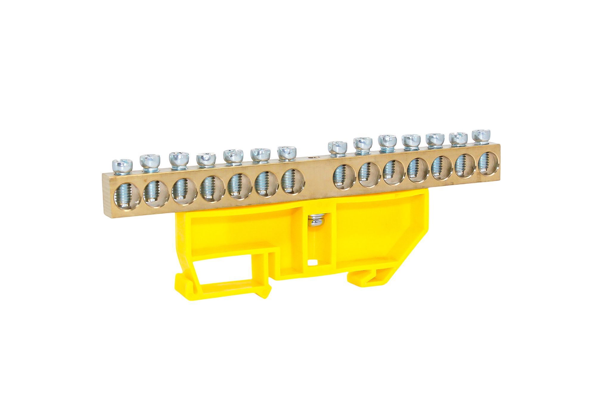 Шина PE "земля" на DIN-изоляторе ЖЕЛТЫЙ 8х12-14 AN0803-0039