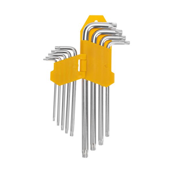 Набор ключей имбусовых Tamper-Torx KRANZ 9 шт., ТТ10-ТТ50, закаленные, удлиненные, никель - Фото 2