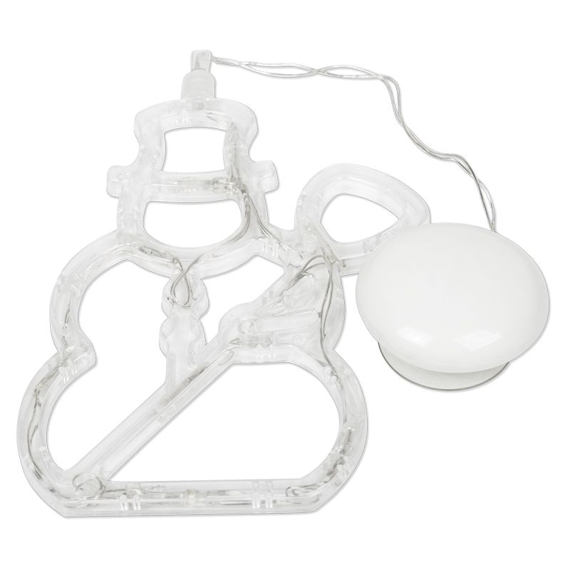 Фигура светодиодная Снеговик на присоске с подвесом, цвет белый - Фото 4