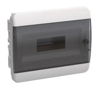 Корпус пластиковый БЕЛЫЙ ЩРВ-П-15, черная прозрачная дверь IP41, DEKRON для защиты электрооборудования