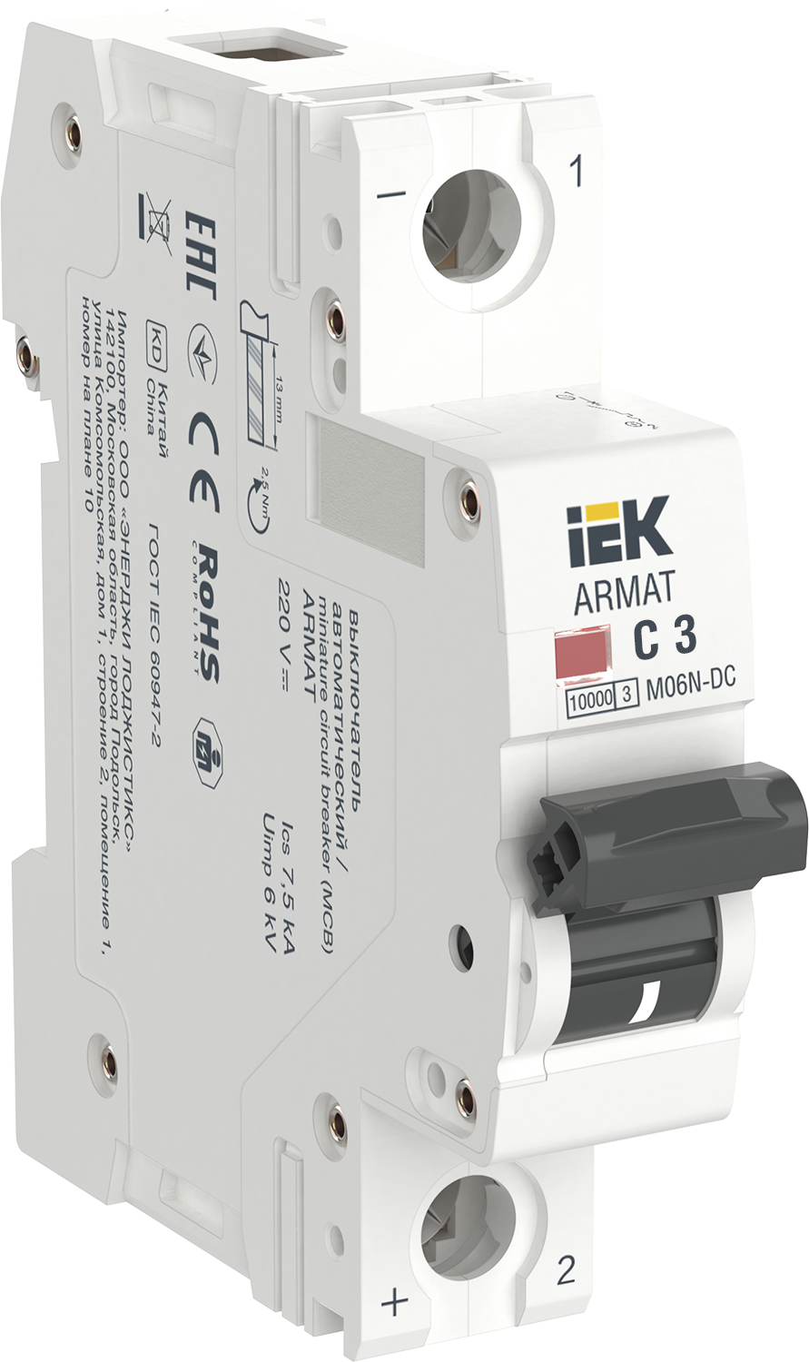ARMAT Автоматический выключатель M06N-DC 1P C 3А IEK Для защиты элетросети
