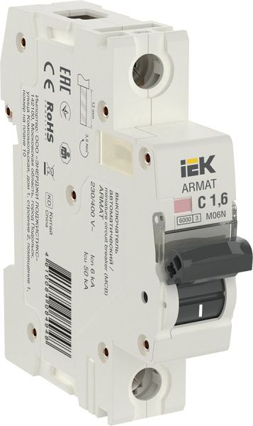 ARMAT Автоматический выключатель M06N 1P C 1,6А IEK AR-M06N-1-C1D6