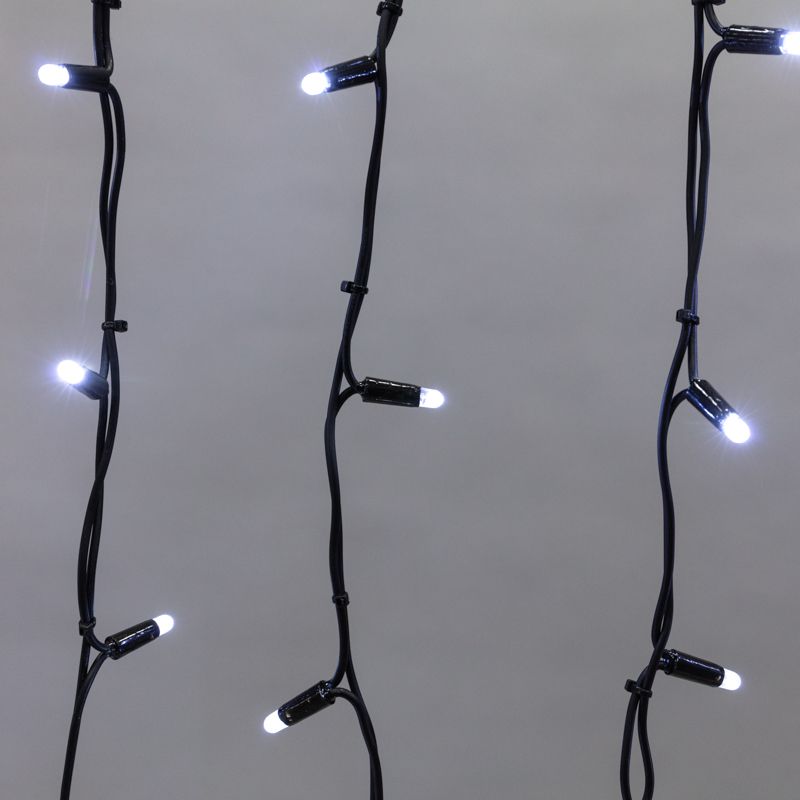 Гирлянда светодиодная Бахрома (Айсикл) 5,6x0,9м 240 LED БЕЛЫЙ черный каучук 3,3мм IP67 эффект мерцания 230В нужен блок 315-000 NEON-NIGHT - Фото 3