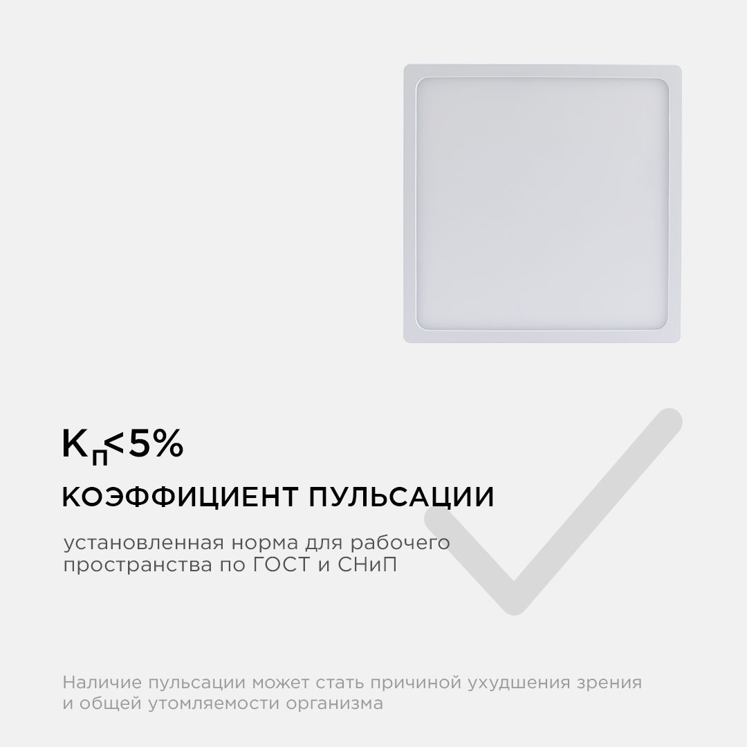 Панель светодиодная накладная квадратная 20Вт, 1600Лм, 170х170мм, 2700К, Apeyron - Фото 11