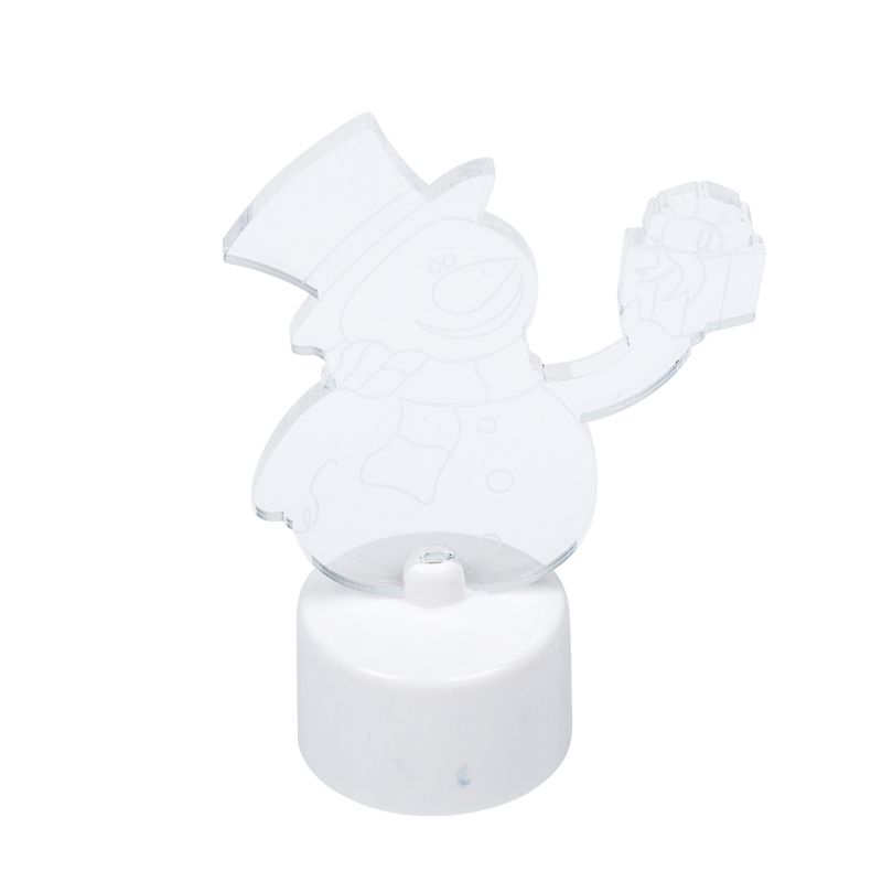 Фигура светодиодная на подставке Снеговик с подарком 2D, RGB - Фото 5
