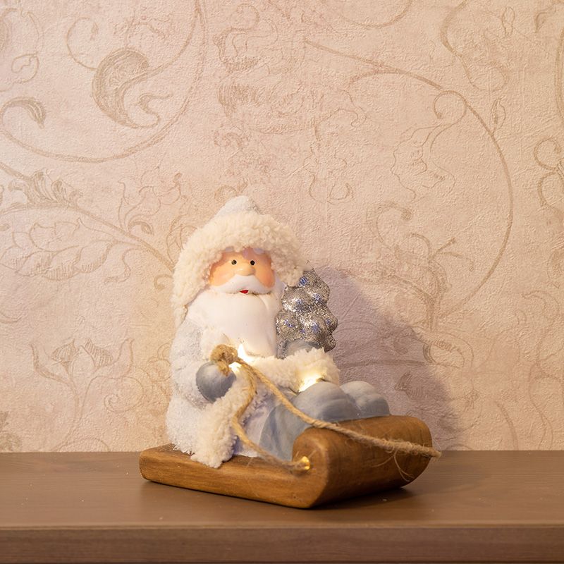 Керамическая фигурка Дед Мороз на санях 13x9,5x14 см - Фото 2