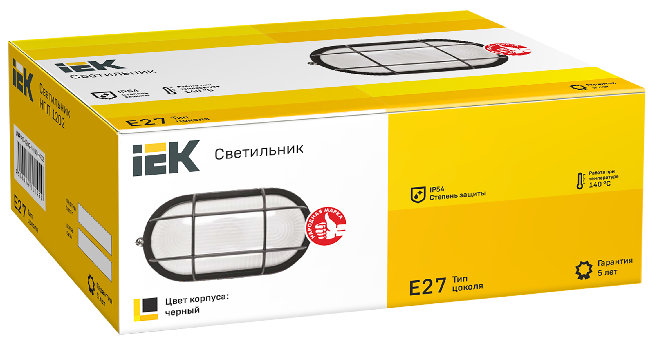 Светильник НПП1202 овал с решеткой 100Вт IP54 черный IEK - Фото 2