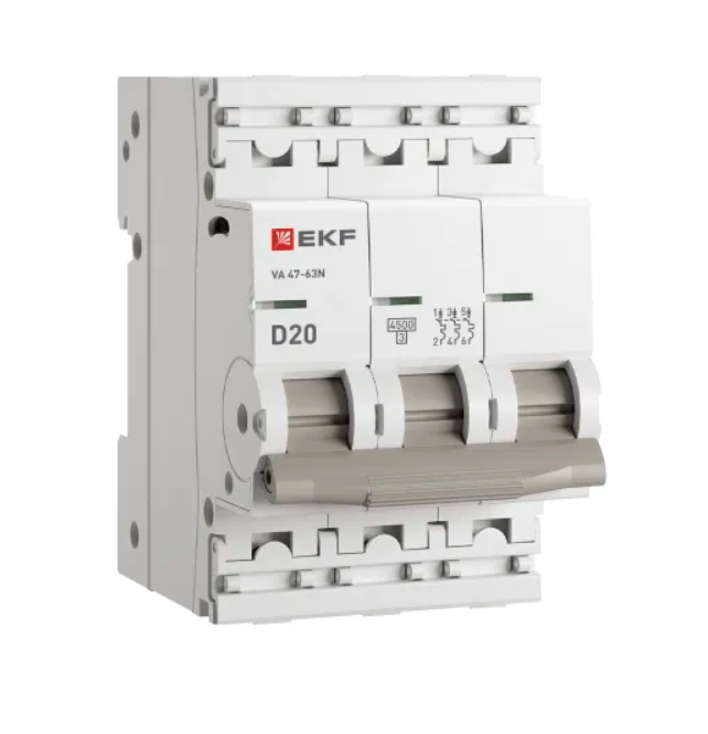 Авт. выкл. 3P 20А (D) 4,5kA ВА 47-63N EKF PROxima