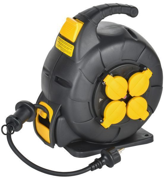 TWIST Катушка УК10 4 места IP44 с заземлением 3х1,5мм2 КГ с автосмоткой кабеля 10м IEK TW-KP27-16-04-10-44