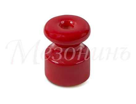 Изолятор фарфоровый для наружного монтажа витой электропроводки, D18,5х24мм, цвет - красный, заказна