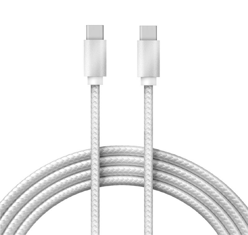 Кабель Type-C - Type-C, 2,4A, 1м, нейлон, белый REXANT 18-1835