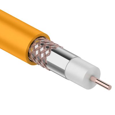 Кабель коаксиальный RG-6U нг(А)-HF, Cu/Al/Cu, 64%, 75Ом, 100м, INDOOR, оранжевый REXANT 01-2654