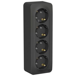 Розетка 4-м ОП Blanca 16А IP20 250В с заземл. защ. шторки с изолир. пластиной антрацит SE BLNRA011416 1210644