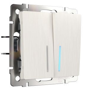 Выключатель двухклавишный с подсветкой (перламутровый рифленый) Werkel W1120113