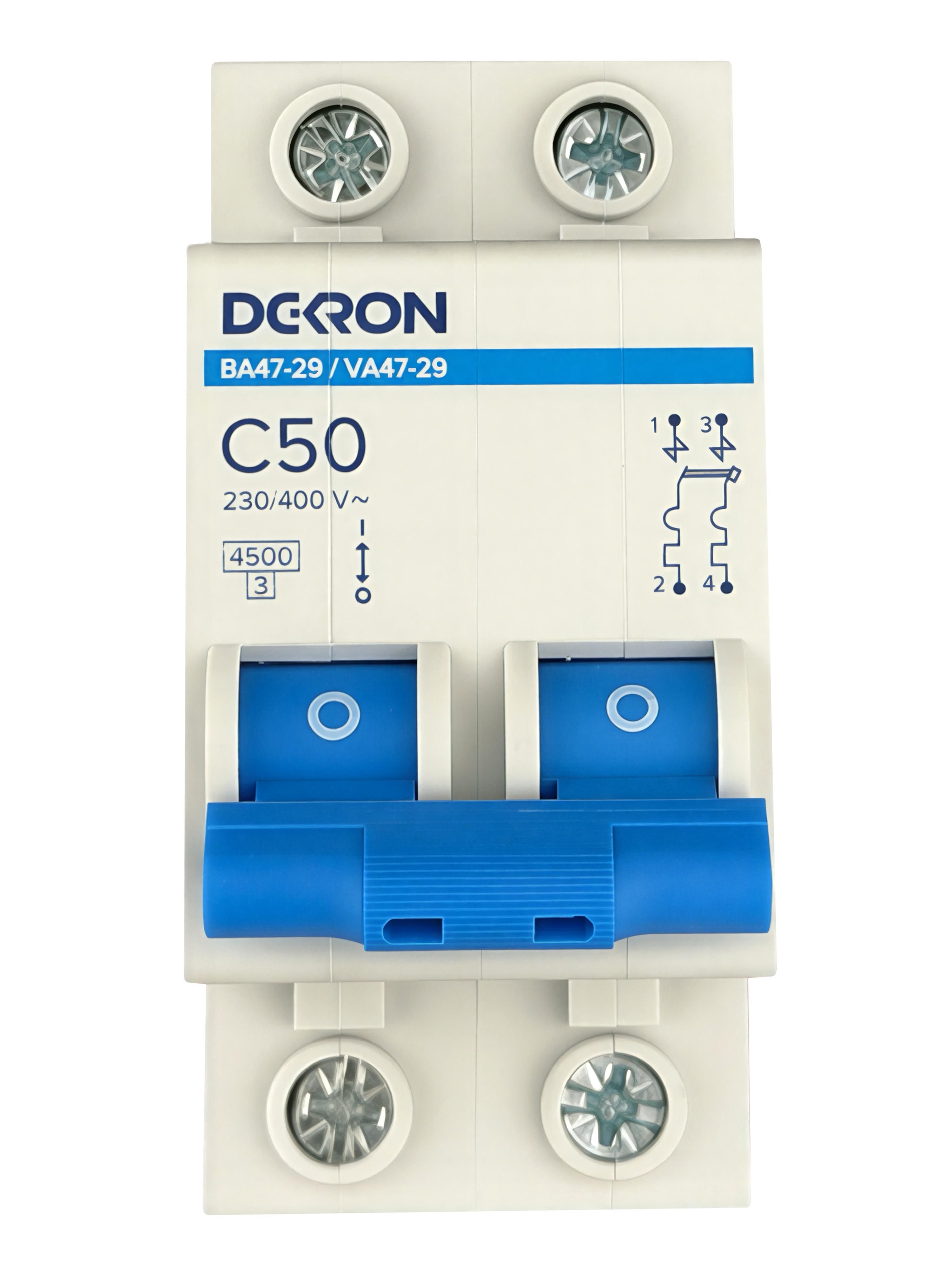 Автоматический выключатель ВА47-29 2P С50A 4,5кА mcb29-2-C50-dek