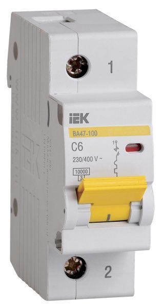 KARAT Автоматический выключатель ВА47-100 1P C 6А 10кА IEK Для защиты элетросети
