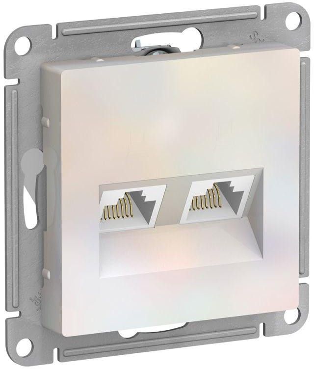 Розетка компьютерная 2-м AtlasDesign RJ45 кат.5E механизм жемчуж. SE ATN000485