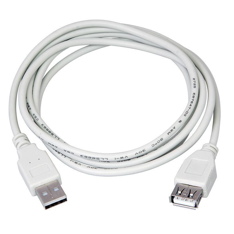 Кабель шт. USB-A – гн. USB-A, 2,4А, 3м, ПВХ, серый REXANT - Фото 2