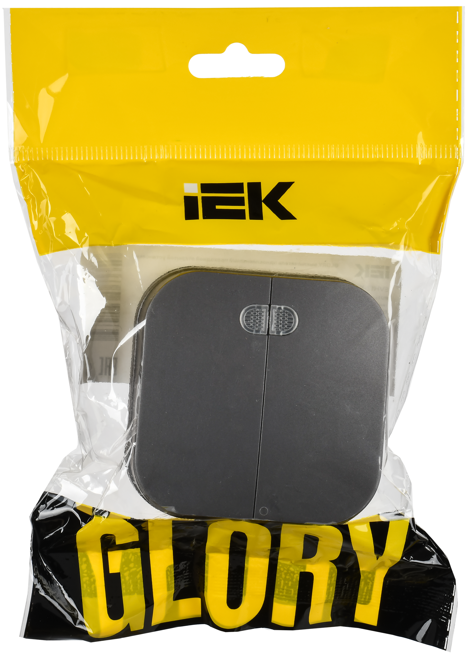 GLORY Выключатель 2-клавишный для открытой установки с индикацией 10А ВС20-2-1-ХСм сталь матовый IEK - Фото 2