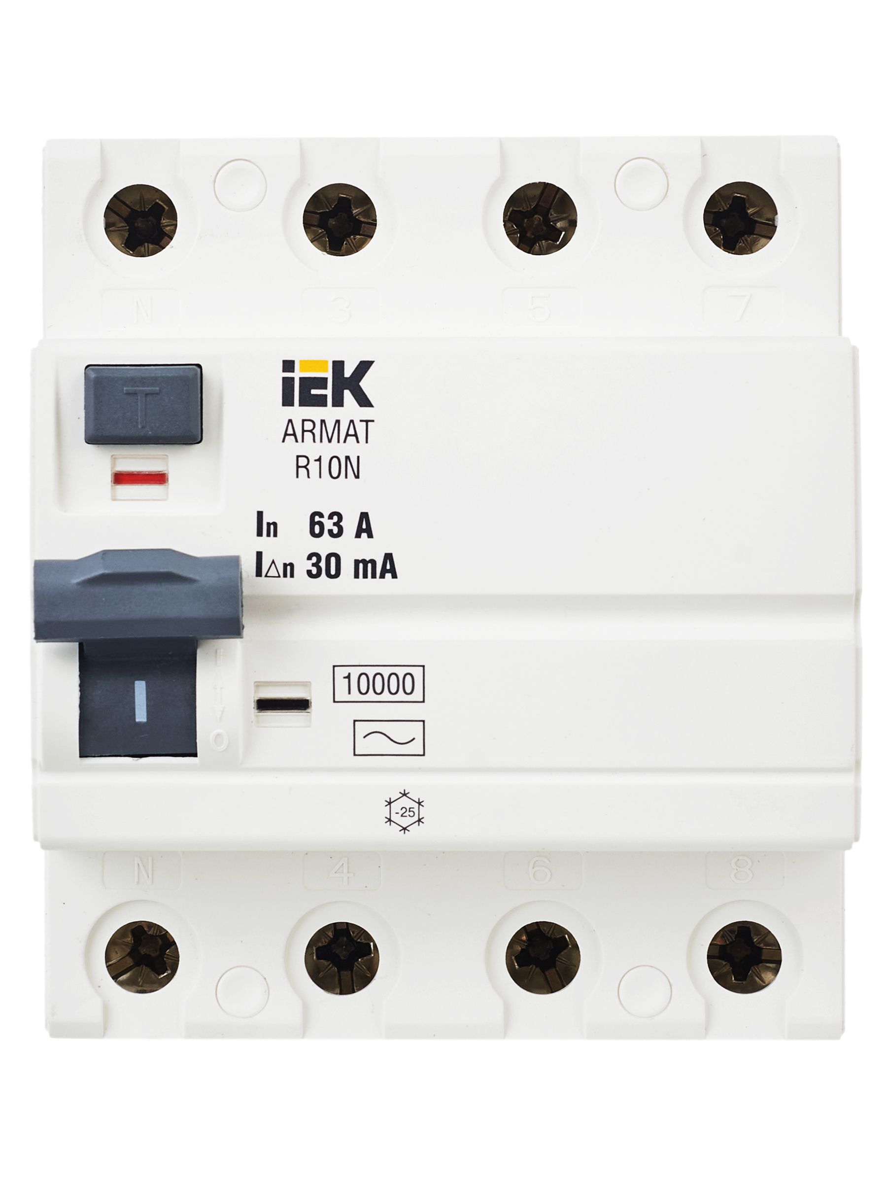 ARMAT Выключатель дифференциального тока R10N 4P 63А 30мА тип AC IEK - Фото 4