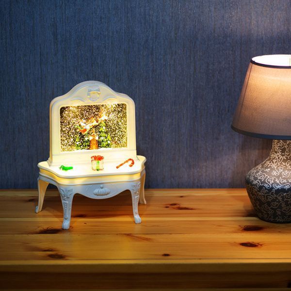 Декоративный светильник Столик с эффектом снегопада, подсветкой и новогодней мелодией - Фото 2