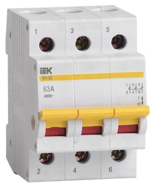 KARAT Выключатель нагрузки (мини-рубильник) ВН-32 3P 63А IEK MNV10-3-063