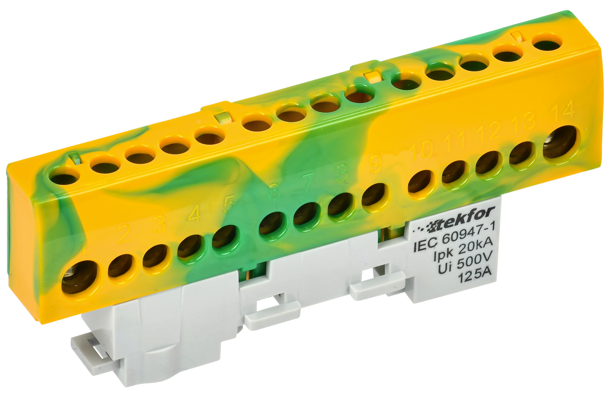 TEKFOR Шина PE "земля" изолированная на универсальном держателе 8х12-14-ЖЗ IEK TF-NN20-14-KL-K52