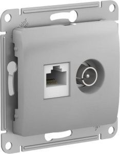 Розетка компьютерная + телевизионная 2-м Glossa RJ45 кат.5E + TV механизм алюм. SE GSL000389 1402910