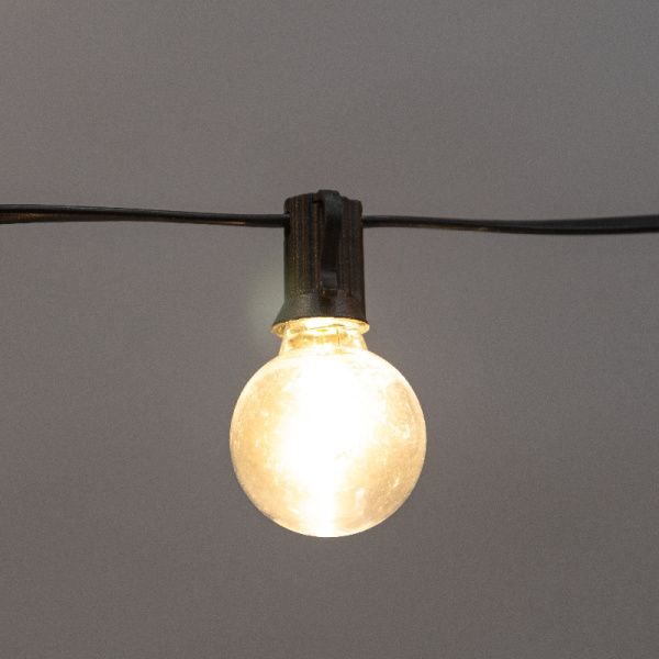 Уличная гирлянда Лофт 15м, черный ПВХ, 50 прозрачных ламп, цвет Теплый Белый, влагостойкая IP44 - Фото 3
