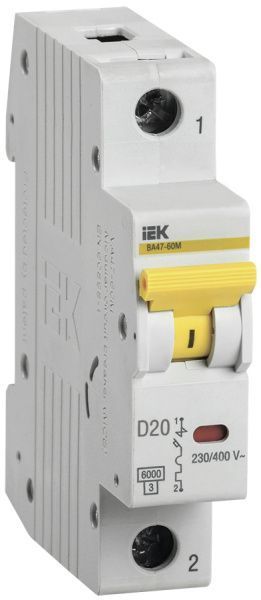 KARAT Автоматический выключатель ВА47-60M 1P D 20А 6кА IEK MVA31-1-020-D
