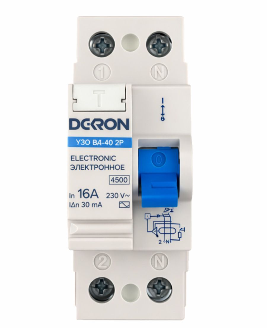 Устройства защитного отключения УЗО ВД-40 2P 16А/30мА тип АС 4.5кА DEKRON rcd40-2-16-30AC-dek