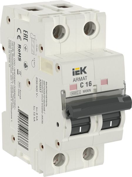ARMAT Автоматический выключатель M06N 2P C 16А IEK AR-M06N-2-C016