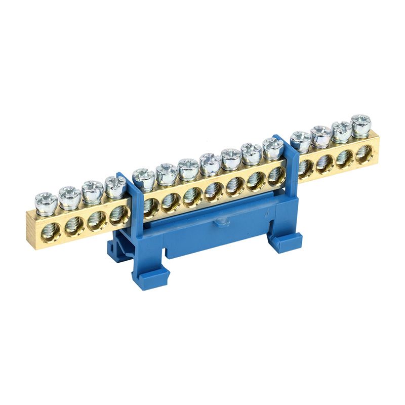 Шина «N» нулевая с синим изолятором тип «Стойка» на DIN-рейку 6x9мм 15 групп REXANT