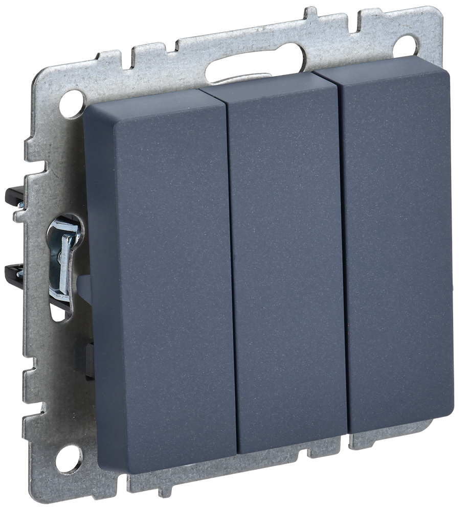 BRITE Выключатель 3-клавишный 10А ВС10-3-0-БрМ маренго IEK