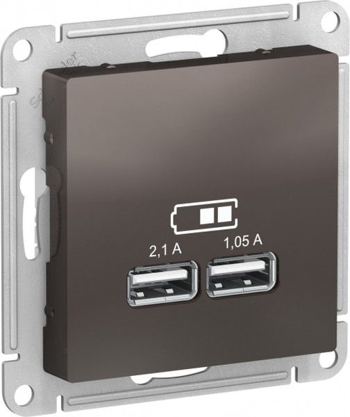 Розетка USB AtlasDesign тип A+A 5В 1х2.1А 2х1.05А механизм мокко SE ATN000633 - Фото 3
