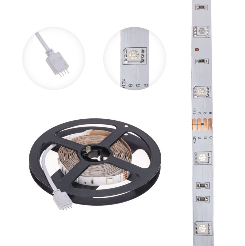 Лента светодиодная 12В, SMD3030, 10,5Вт/м, 30 LED/м, RGB, 10мм, 3м, с разьемом для контроллера 4PIN, IP20 LAMPER - Фото 3
