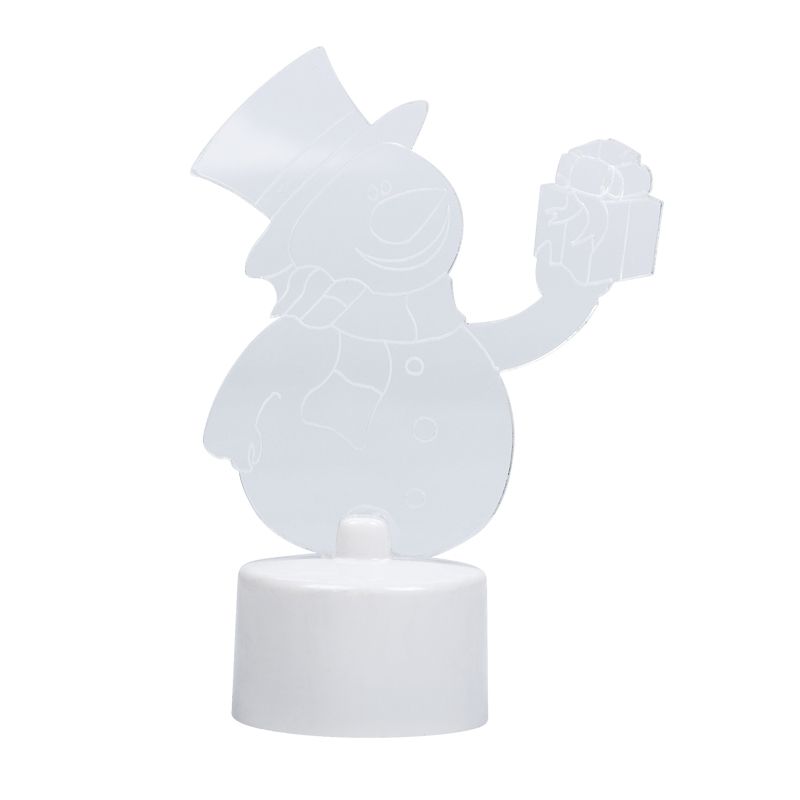 Фигура светодиодная на подставке Снеговик с подарком 2D, RGB - Фото 2