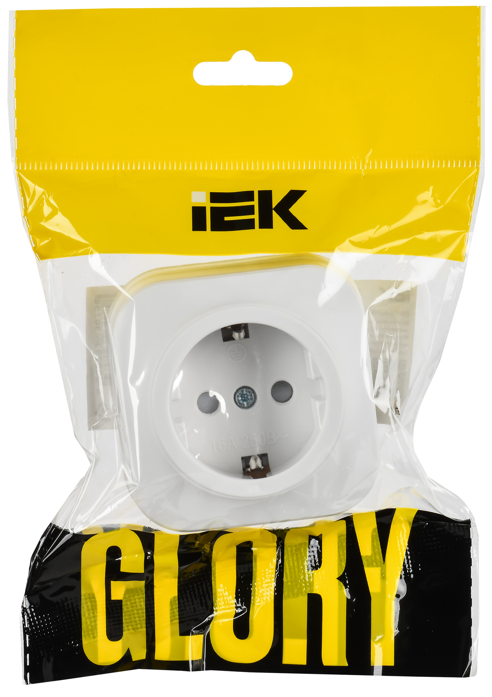 GLORY Розетка 1-местная для открытой установки с заземлением с защитными шторками 16А РСш20-3-ХБм белый матовый IEK - Фото 2