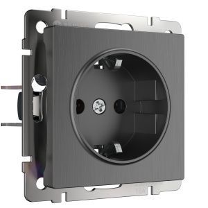 Розетка с заземлением (графит рифленый) Werkel W1171004