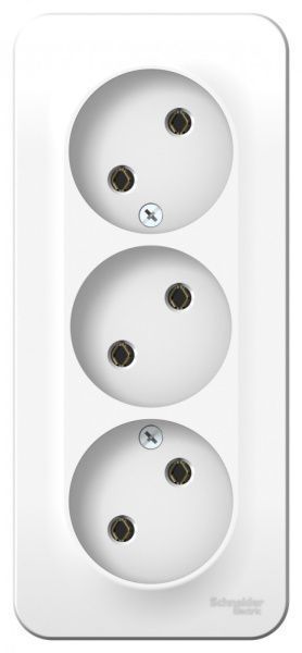 Розетка 3-м ОП Blanca 16А IP20 250В без заземл. без защ. шторок с изолир. пластиной бел. SE BLNRA000311 - Фото 2