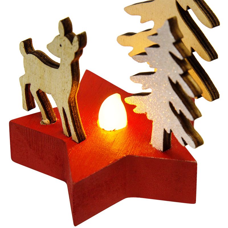 Деревянная фигурка с подсветкой Олененок в лесу 9x8x10 см - Фото 3