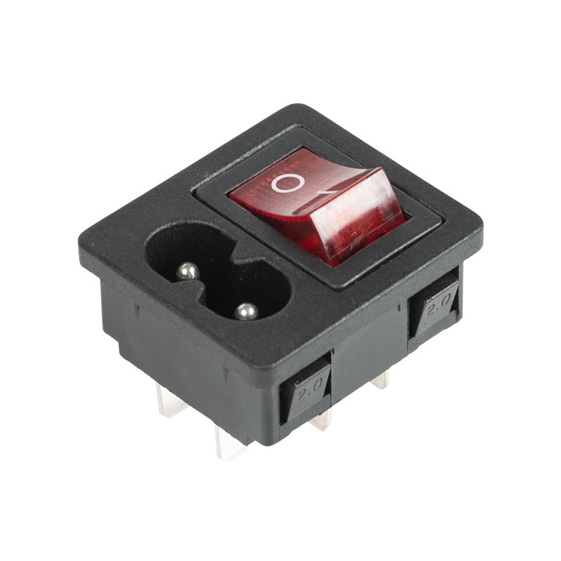 Выключатель клавишный 250 V 6 А (4с) ON-OFF красный с подсветкой и штекером C8 2PIN  REXANT для управления электросетью - Фото 4