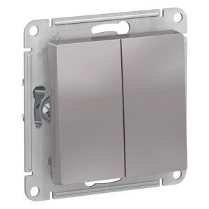 Переключатель проходной 2-кл. СП AtlasDesign 10А IP20 (сх. 6/2) 10AX механизм алюм. SE ATN000365 ATN000365
