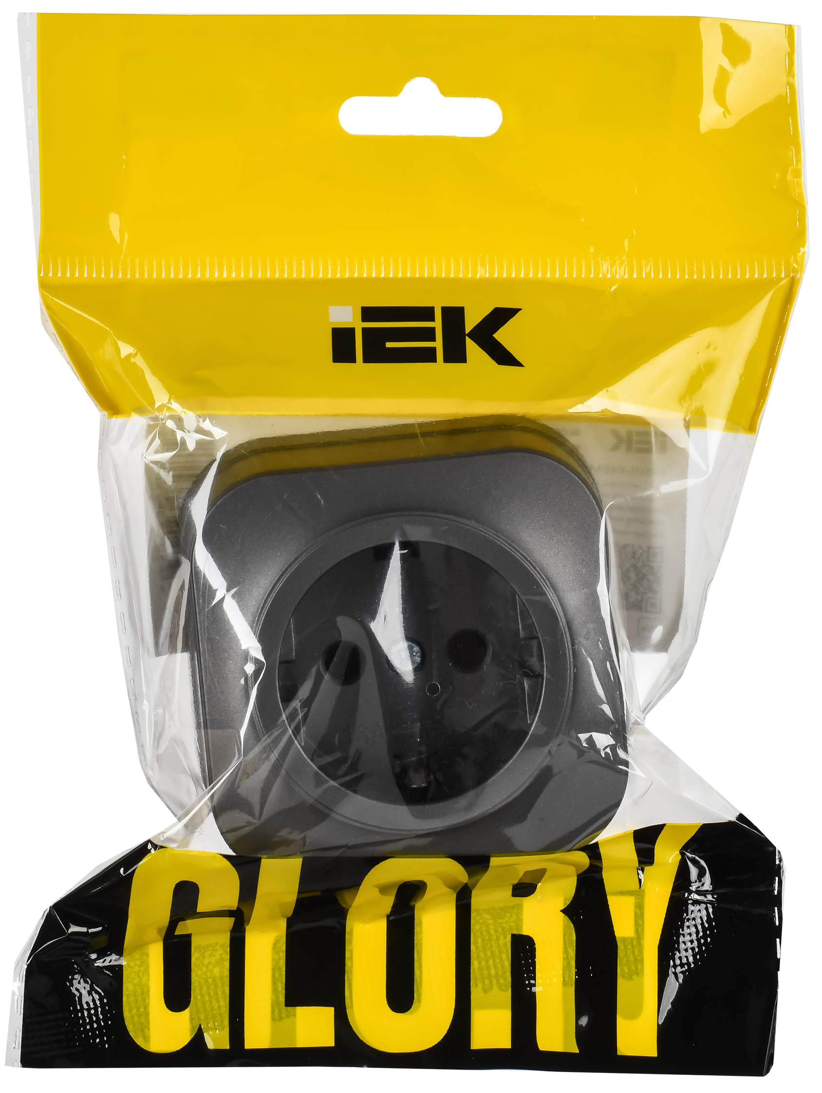 GLORY Розетка 1-местная для открытой установки с заземлением без защитных шторок 16А РС20-3-ХСм сталь матовый IEK - Фото 2