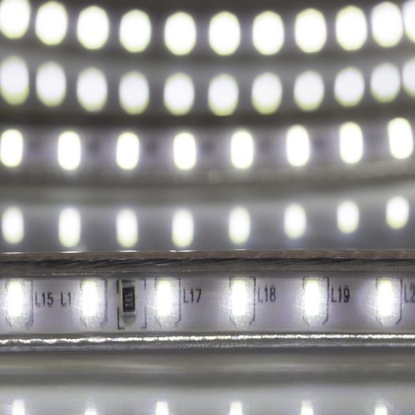 Лента светодиодная 220В, SMD3014, 9,6Вт/м, 120 LED/м, 6500K, 6х10,6мм, 100м, с кабелем питания, IP67 NEON-NIGHT - Фото 7