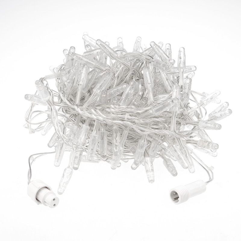 Гирлянда светодиодная Кластер 10м 400 LED ТЕПЛЫЙ БЕЛЫЙ прозрачный ПВХ IP65 постоянное свечение 230В нужен блок 303-500-1 NEON-NIGHT - Фото 2