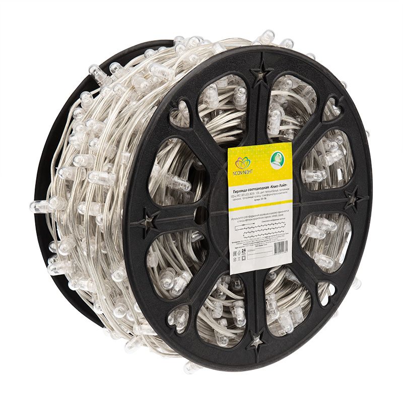 Гирлянда LED Клип-лайт 12 V, прозрачный ПВХ, 150 мм, цвет диодов теплый белый - Фото 4
