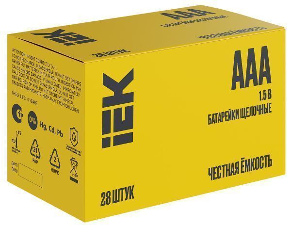 Батарейка щелочная Alkaline Optima LR03/AAA (28/бокс) IEK